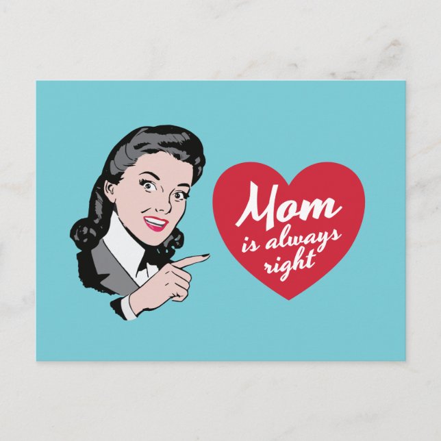 Vintage "mum is always right" illustration postcard (Front)