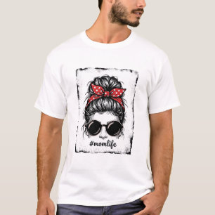 Vintage Mum Life Messy Bun Bandanna Shirt Design_1