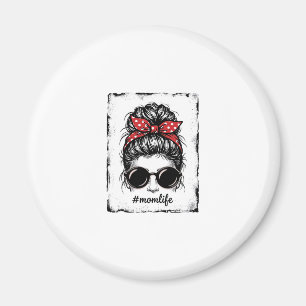 Vintage Mum Life Messy Bun Bandanna Shirt Design_1 Magnet
