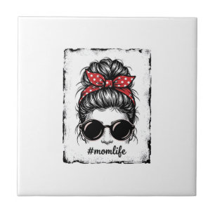 Vintage Mum Life Messy Bun Bandanna Shirt Design_1 Tile