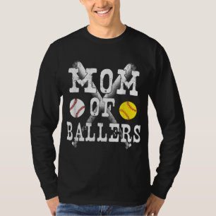 Vintage Mum of Ballers Funny Baseball Softball Lov T-Shirt