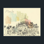 Vintage Mumbai, India Travel watercolor tourism Postcard<br><div class="desc">vintage,  retro,  travel,  modern,  watercolor,  classic,  Mumbai,  India,  tourism, </div>