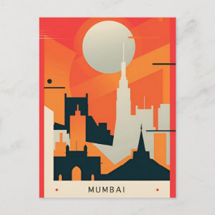 Vintage Mumbai, India Travel watercolor tourism Postcard