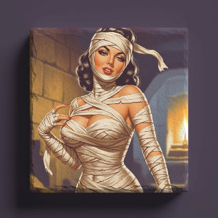 Vintage Mummy Pin-up Stone Coaster