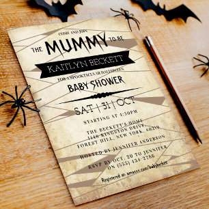 Vintage Mummy To Be Halloween Baby Shower Invitation