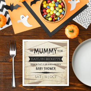 Vintage Mummy To Be   Halloween Baby Shower Napkin