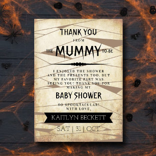 Vintage Mummy To Be   Halloween Baby Shower Thank You Card