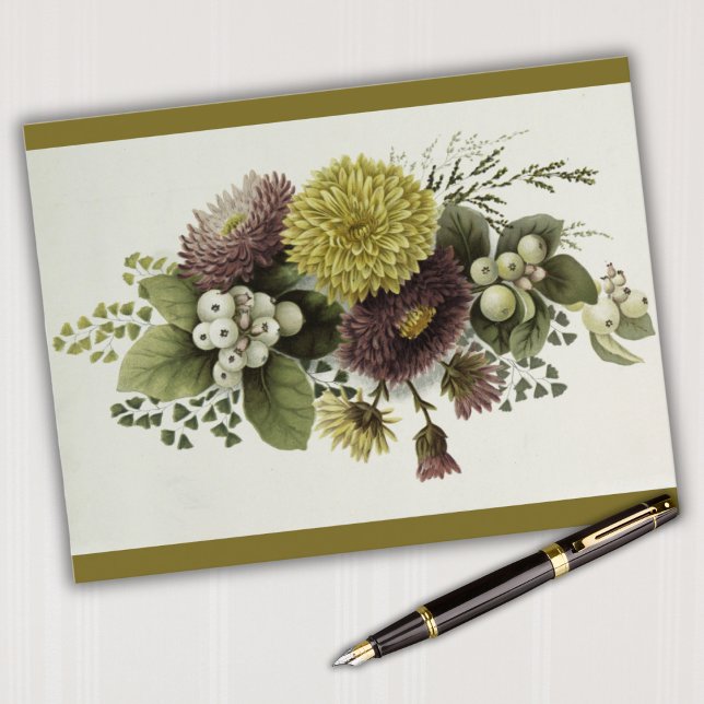 Vintage Mums And Berries Floral Postcard (Vintage Mums And Berries Floral Postcard)