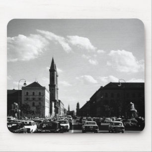 Vintage Munich ludwigstraße University church 1970 Mouse Mat