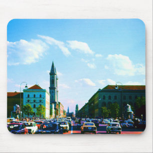 Vintage Munich ludwigstraße University church Mouse Mat