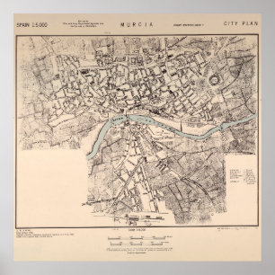 Vintage Murcia Spain Map (1943) Poster