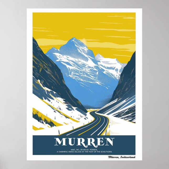 Vintage Murren, Switzerland  Poster (Front)
