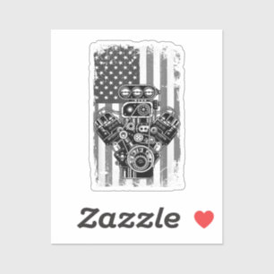 Vintage Muscle Car Piston American Flag Funny Mech