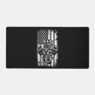 Vintage Muscle Car Piston American Flag Funny Mech Desk Mat