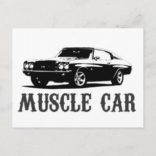 vintage muscle car postcard
