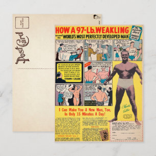 Vintage Muscle Comic Book Advertisement Postcard