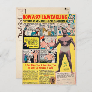 Vintage Muscle Comic Book Advertisement Postcard