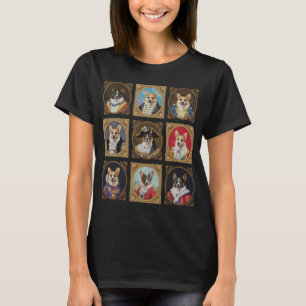 Vintage Museum Wall, Hilarious Corgi Dog Portraits T-Shirt