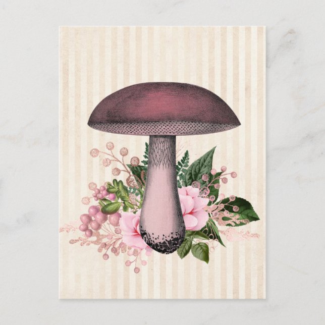 Vintage Mushroom and Floral Compilation  Postcard (Front)
