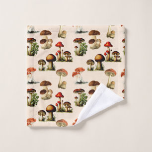 vintage mushroom and fungi art bath towel set