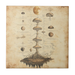 Vintage Mushroom Botanical Chart (12) Tile