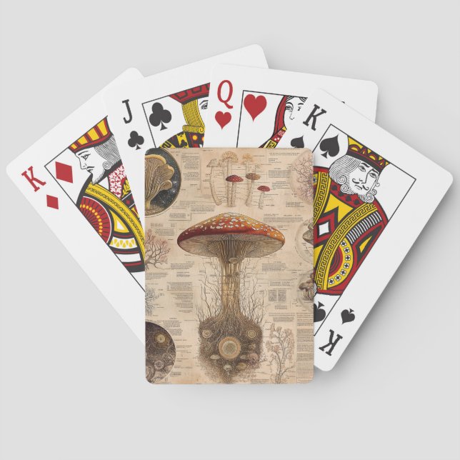 Vintage Mushroom Botanical Chart (2) Playing Cards (Back)
