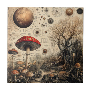 Vintage Mushroom Botanical Chart (4) Tile