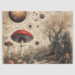 Vintage Mushroom Botanical Chart (4) Tissue Paper