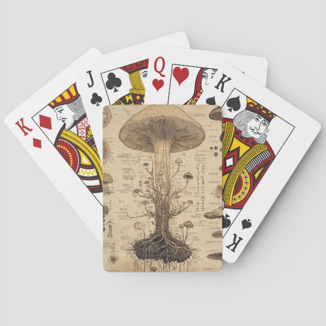Vintage Mushroom Botanical Chart (5) Playing Cards (Back)