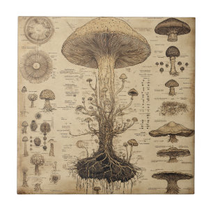 Vintage Mushroom Botanical Chart (5) Tile