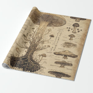 Vintage Mushroom Botanical Chart (5) Wrapping Paper