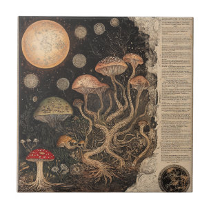 Vintage Mushroom Botanical Chart (7) Tile