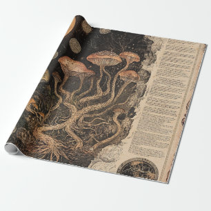 Vintage Mushroom Botanical Chart (7) Wrapping Paper