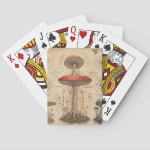 Vintage Mushroom Botanical Chart (8) Playing Cards