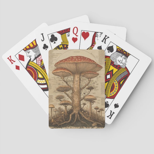 Vintage Mushroom Botanical Chart (9) Playing Cards (Back)