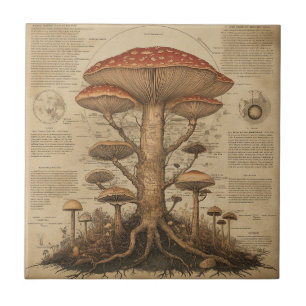 Vintage Mushroom Botanical Chart (9) Tile