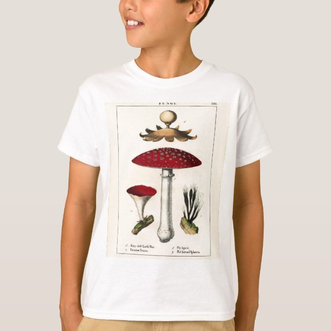 Vintage Mushroom Botanical Print T-Shirt (Front)