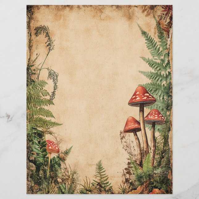 Vintage Mushroom Botanical Scrapbook Junk Journal (Front)