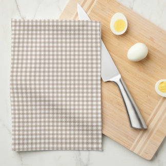Vintage Mushroom Brown Gingham Kitchen Towel 