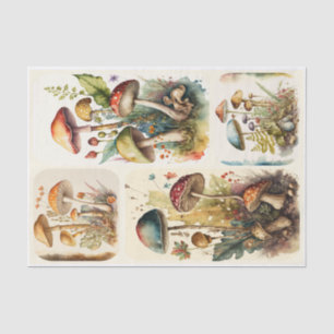 Vintage Mushroom Collage Tissue Paper
