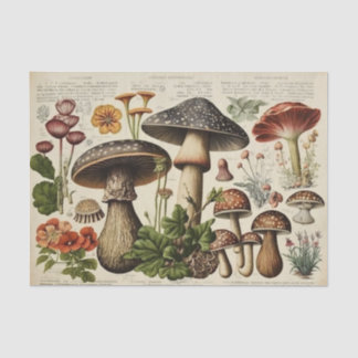 Vintage Mushroom Cottagecore Decoupage Tissue Paper
