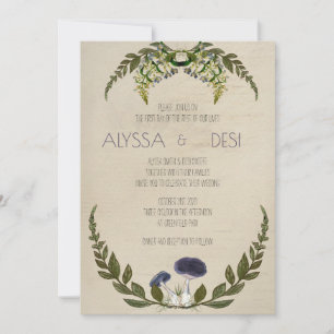 Vintage Mushroom Cottagecore Wedding Invitations