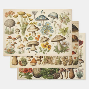 Vintage Mushroom Cottagecore Wrapping Paper Sheet