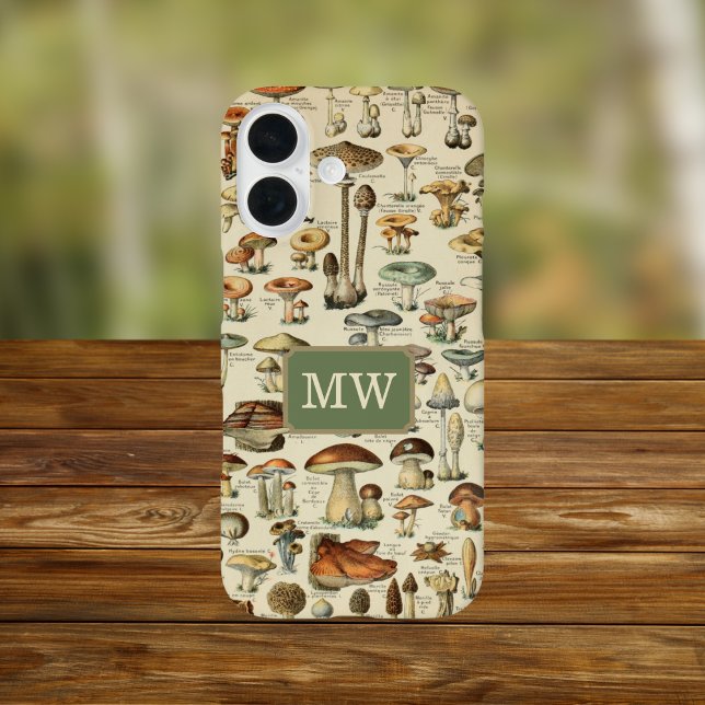 Vintage Mushroom Custom Monogram Case-Mate iPhone Case (Creator Uploaded)