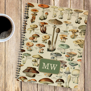 Vintage Mushroom Custom Monogram Journal Note Book