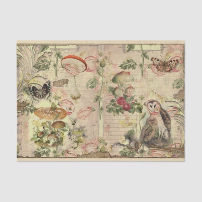 Vintage Mushroom Ephemera Design Series 6 Tissue Paper (Front)