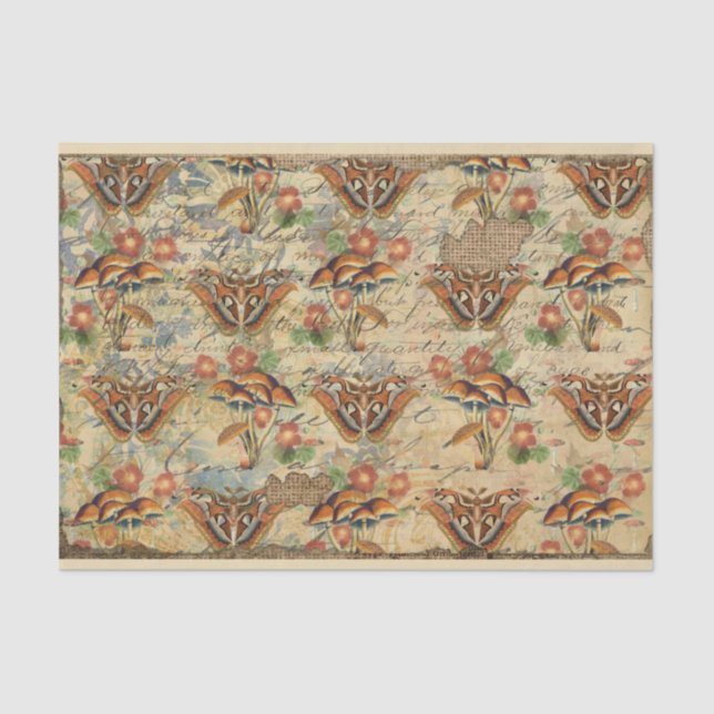 Vintage Mushroom Ephemera Design Series 7 Tissue Paper (Front)