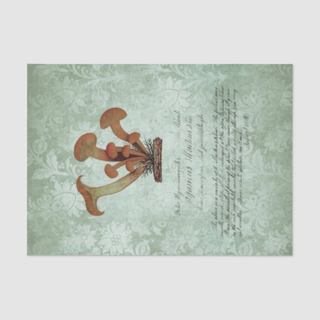 Vintage Mushroom Ephemera Tissue Paper (Front)