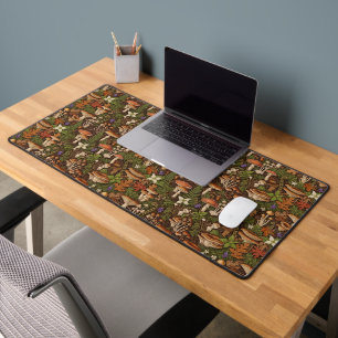 Vintage Mushroom Forest Floor - Maximalist Woodlan Desk Mat