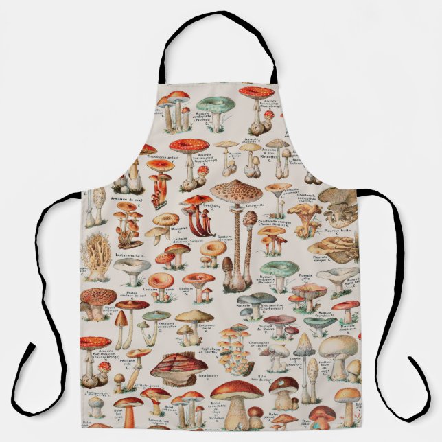 Vintage Mushroom Fungus Illustration I Apron (Front)
